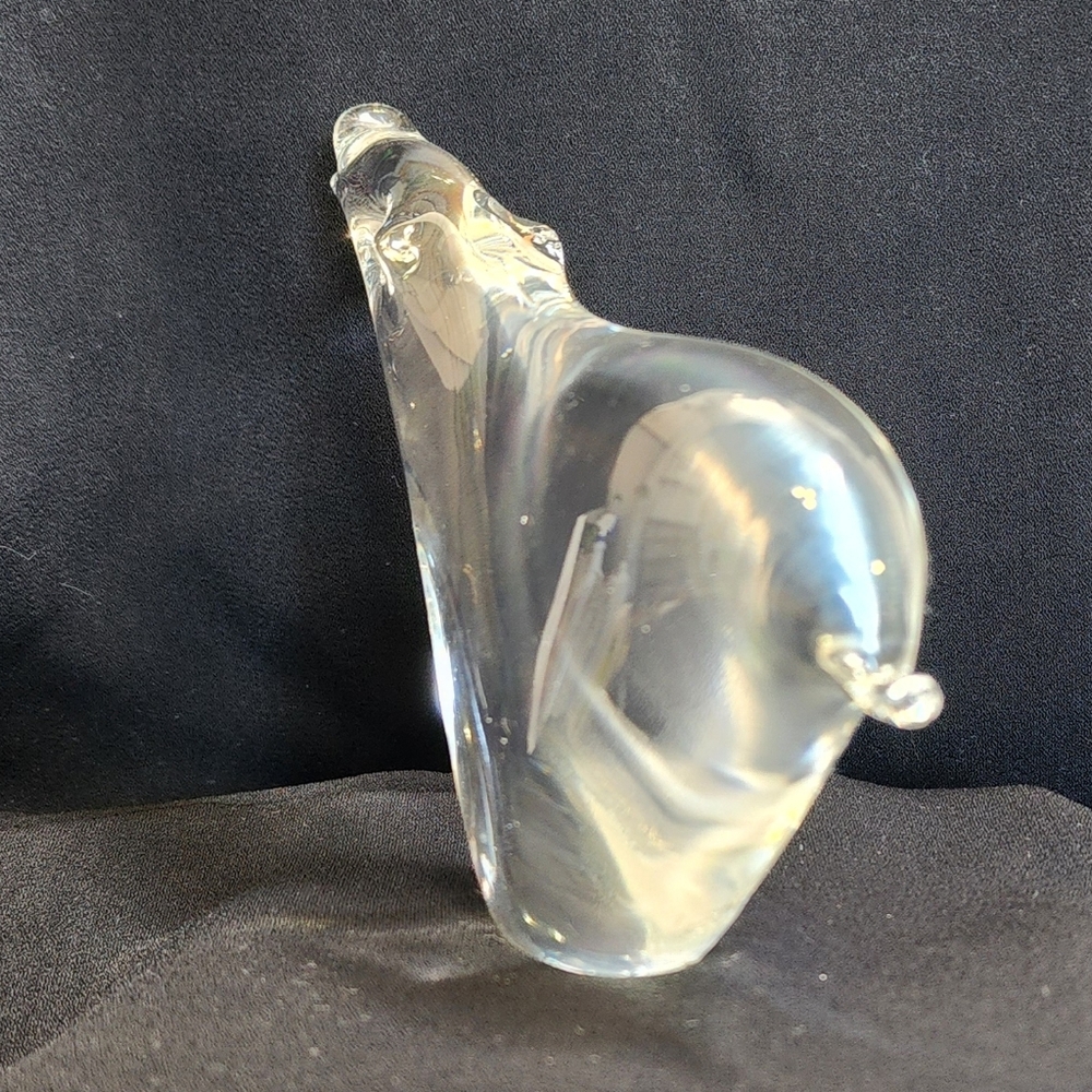Signed Lane Clear Art Glass Polar Bear Figurine – Hand Blown Animal Sculpture - Picture 3 of 12